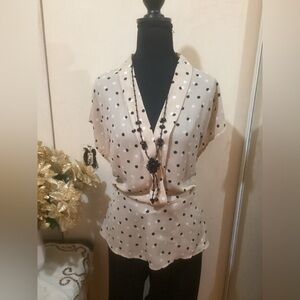 NEW Ann Taylor Cream Wrap Blouse Fitted Style​